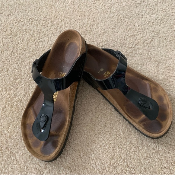 Birkenstock Black Patent Leather Gizeh Sandal, Size 39 - Picture 1 of 8